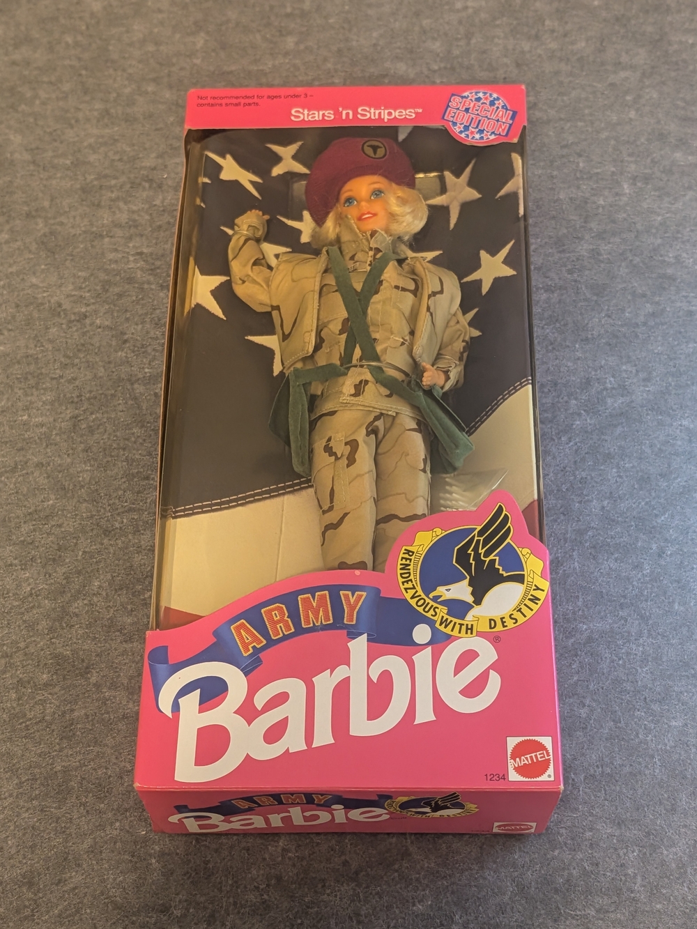 Barbie Army Doll in Pink Packaging with Maroon Beret/Mint/NRFB